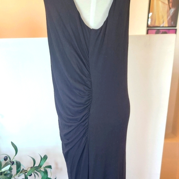 🏷️GOOD AMERICAN Black Sleeveless Mock Neck Stretch Jersey Midi Dress Size 5 - Picture 5 of 9